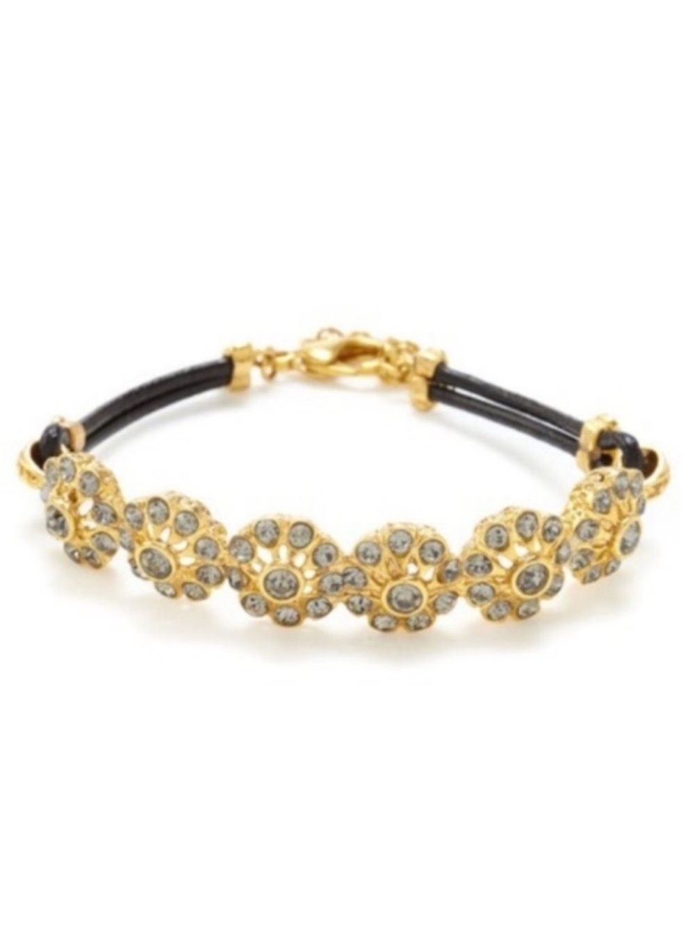 Azaara | Bracelet | Crystal Flower Leather Bracelet